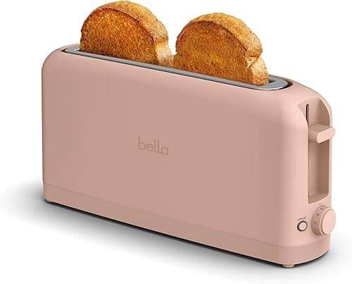 bella 2 Slice Slim Toaster, Fits-anywhere™ Kitchenware, 6 Setting Shade Control with Reheat & Cancel Buttons, Fits sourdough, 10" Long Slot, Anti Jam & Auto Shutoff, 900 Watt, Blossom