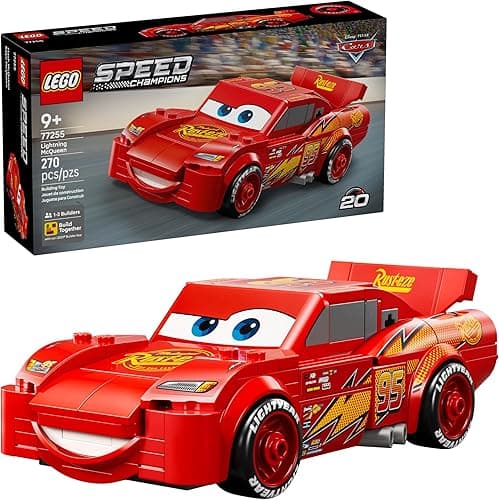 LEGO Speed Champions Lightning McQueen Toy - Disney Pixar Cars Building Blocks for Kids, Boys & Girls, Ages 9+ - Pretend Play Race Car & Bedroom Shelf Display - 77255